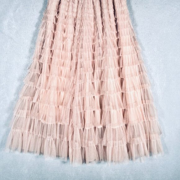 Tule Maxi Skirt Womens S Pink Western Tiered Mesh Romantic Feminine Chic - Picture 3 of 11